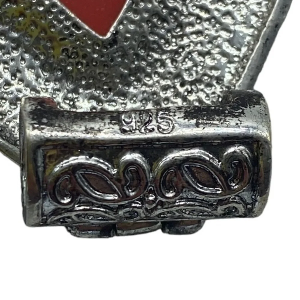 Red Coral Gemstone Sterling Silver 925 Pendant 2 5/8in